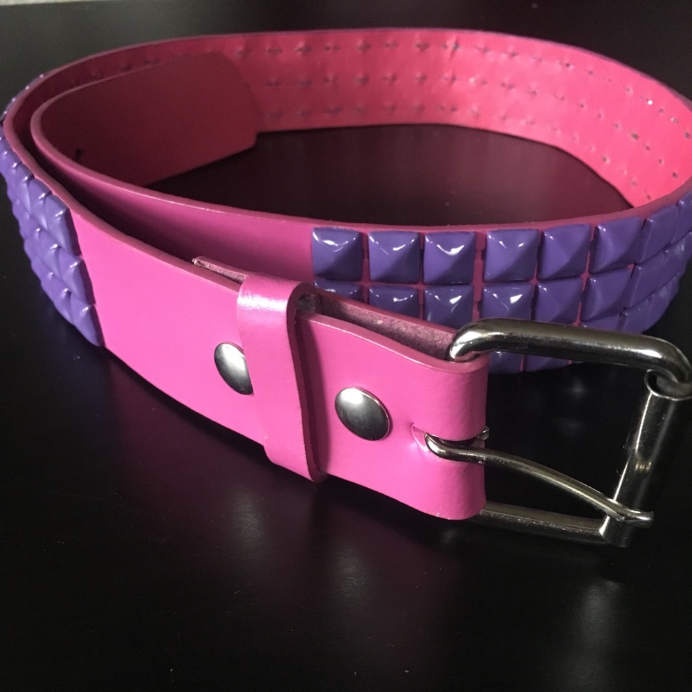 3 Row Pyramid Stud Leather Belt
